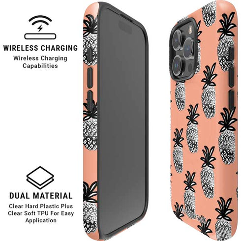 Bouffants and Broken Hearts Gray Scale Pineapple iPhone 16 Pro Magsafe Impact Case